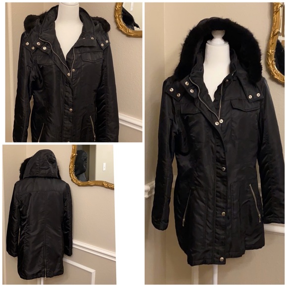 MICHAEL Michael Kors Jackets & Blazers - Michael Kors Black Hooded Winter Coat-EUC
